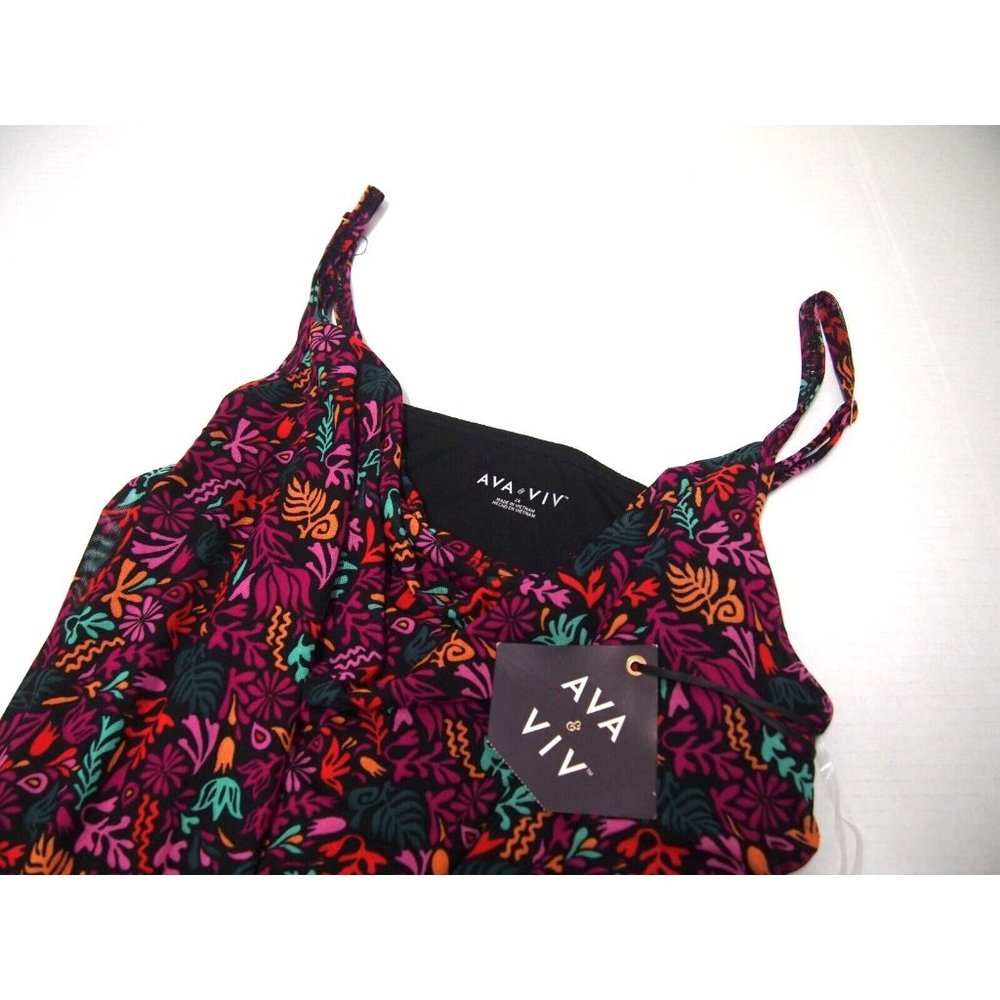 NWT Ava Viv Target Womens Dress 3X Mesh Floral Ruched Bodycon Midi Sleeveless - Picture 5 of 7